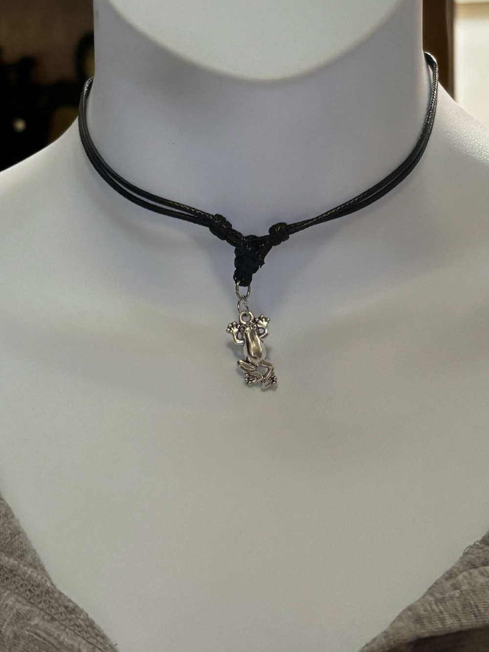 Black Adjustable Choker Frog Necklace